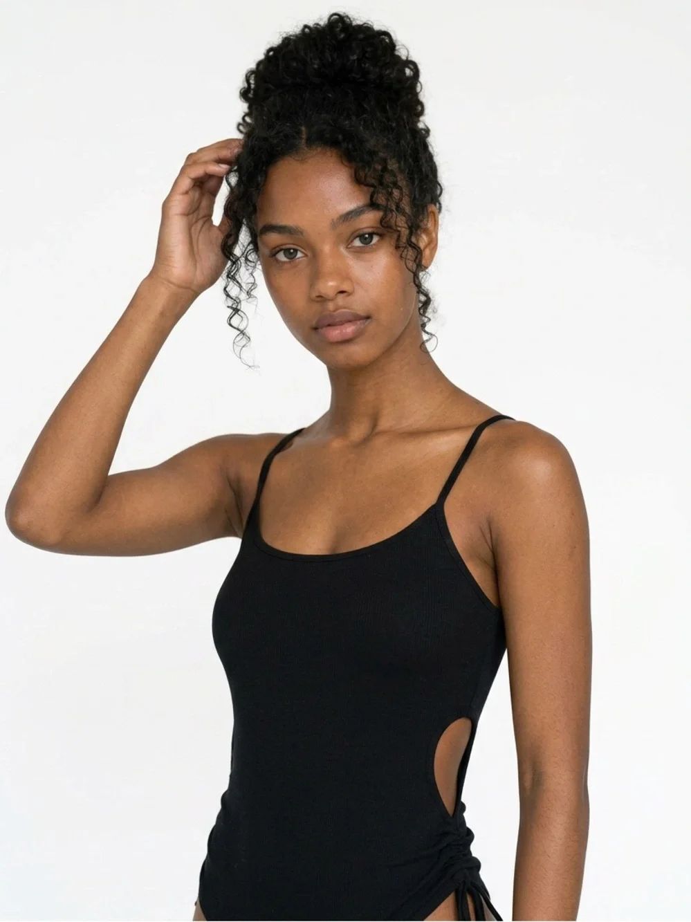 FOREVER 21 | NEW Black Side-Ruched Cutout Bodysuit Top Women’s Size Medium